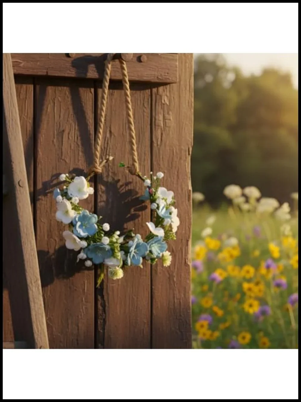 Handmade Flower Crown Headband, Boho Bridal Hair Accessory, Adjustable